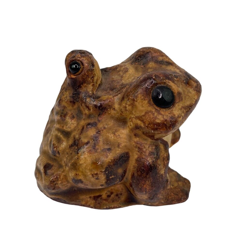 Vintage Japanese Stoneware Pottery Figurine Shigaraki Ware Frog with Baby Toad